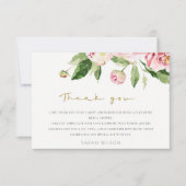 Carte De Remerciements Douce Florale de Pivoine en Aquarelle pour une Mar (Devant)