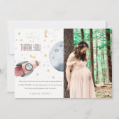 Carte De Remerciements Douce Fusée Étoilée de l'Espace Bébé Shower (Devant)