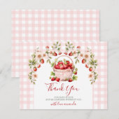 Carte De Remerciements Douce Grenade Rose Gingham Fête de Mariage (Devant / Derrière)