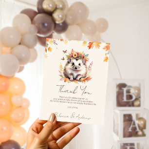 Carte De Remerciements Douce Hérisson Forêt Automnale Baby Shower