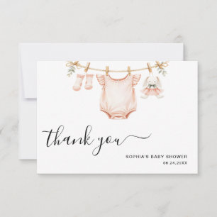 Carte De Remerciements Douce Ligne de Vêtements Féminine Moderne Baby Sho