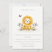 Carte De Remerciements Douce lionne aquarelle forêt baptême (Devant)