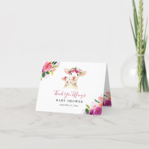 Carte De Remerciements Douce Maman Et Bébé Agneau Baby Shower Floral