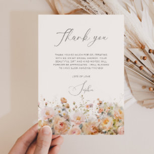 Carte De Remerciements Douce Mariée Arc Floral Rose Romantique