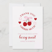 Carte De Remerciements Douce Mariée Cerise (Devant)