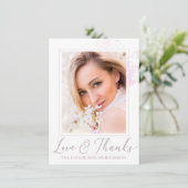 Carte De Remerciements Douce Mariée Fleurie Aquarelle Rose Élégant (Debout devant)