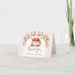 Carte De Remerciements Douce Mariée Gingham Rose Fête de Remise de Cadeau