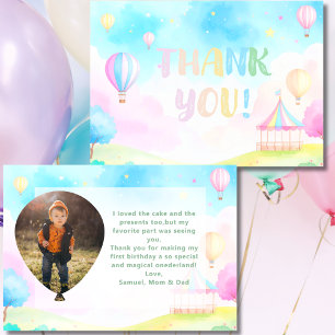 Carte De Remerciements Douce pastelle onederland aquarelle 1er Anniversai