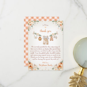 Carte De Remerciements Douce petite citrouille Baby Shower d'automne
