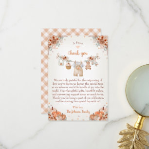 Carte De Remerciements Douce petite citrouille Baby Shower d'automne