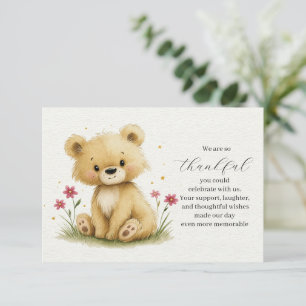 Carte De Remerciements Douce petite nounours dans un jardin étoilé