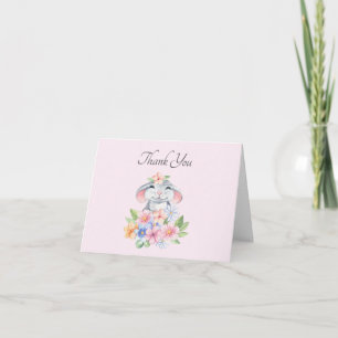 Carte De Remerciements Douce Petite Souris Aquarelle Caligari Script Than
