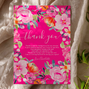 Carte De Remerciements Douce soirée bohème florale aquarelle pour mariage