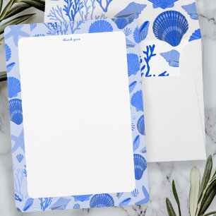 Carte De Remerciements Douce soirée de mariage Coquillages Élégante plage