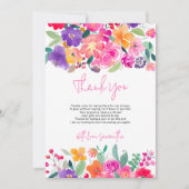 Carte De Remerciements Douce soirée de mariage en aquarelle rose vif flor (Devant)