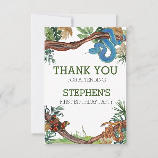 Carte De Remerciements Doucement sur Snake Reptile Lover Anniversaire (Devant)