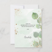 Carte De Remerciements Douceur de mariée eucalyptus verdure paillettes do (Dos)