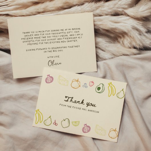 Carte De Remerciements Douceur du Marché Mariage Fait Main Shower de Fian