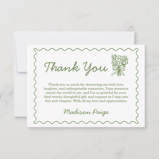 Carte De Remerciements Douceur Fraîche du Marché Vert Baby Shower de Fill (Devant)