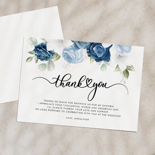 Carte De Remerciements Douche Bleue Fleurie Mariage Script