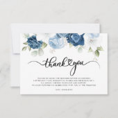 Carte De Remerciements Douche Bleue Fleurie Mariage Script (Devant)