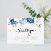 Carte De Remerciements Douche Bleue Fleurie Mariage Script (Debout devant)