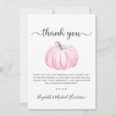 Carte De Remerciements Douche Citrouille rose mignonne bébé fille (Devant)