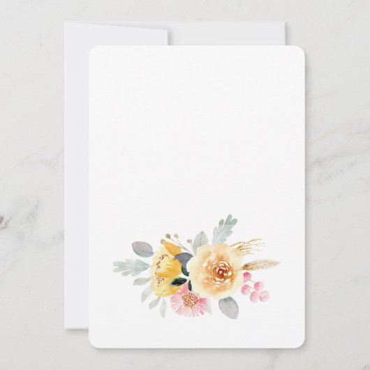 Carte De Remerciements Douche de Mariée Élégante à l'Aquarelle Florale (Dos)