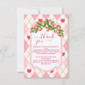 Carte De Remerciements Douche de Mariée Rose Fraise Très Fruitée (Devant)