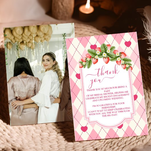 Carte De Remerciements Douche de Mariée Rose Fraise Très Fruitée