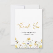 Carte De Remerciements Douche Fleur de Saisons Florale Abeille à Miel  (Devant)