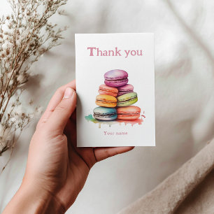 Carte De Remerciements Douche nuptiale colorée amusante macaron aquarelle