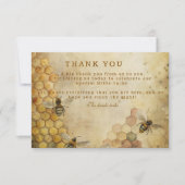 Carte De Remerciements Douche nuptiale d'abeille dorée (Devant)
