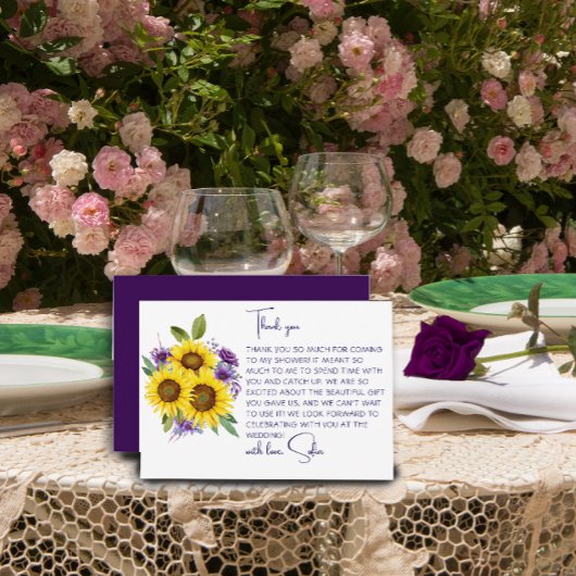 Carte De Remerciements Douche nuptiale de tournesol jaune