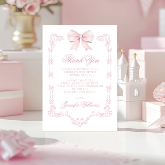 Carte De Remerciements Douche pour bébé garçon rose mignonne