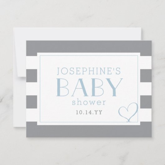 Carte De Remerciements Douche rayée gris bleu clair (Devant)