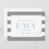 Carte De Remerciements Douche rayée gris bleu clair (Devant / Derrière)