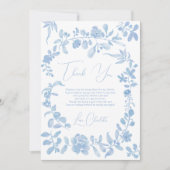 Carte De Remerciements Douche vintage fleurie bleue (Devant)