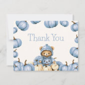 Carte de remerciements d'ours d'automne citrouille (Devant)