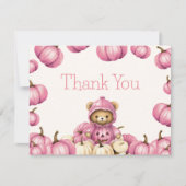 Carte de remerciements d'ours d'automne citrouille (Devant)