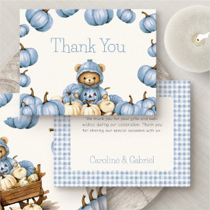 Carte de remerciements d'ours d'automne citrouille