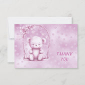 Carte de remerciements d'ours en peluche rose (Devant)