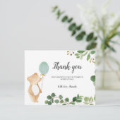 Carte de remerciements d'ours mignon (Debout devant)