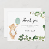 Carte de remerciements d'ours mignon (Devant / Derrière)