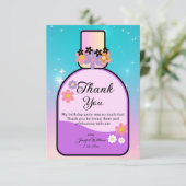 Carte De Remerciements doux 16 flacon de parfum rose bleu élégant mignon (Debout devant)