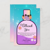 Carte De Remerciements doux 16 flacon de parfum rose bleu élégant mignon (Devant / Derrière)