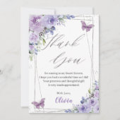 Carte De Remerciements Doux 16 Seize Papillons Floraux Lilac Violet (Devant)