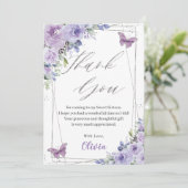 Carte De Remerciements Doux 16 Seize Papillons Floraux Lilac Violet (Debout devant)