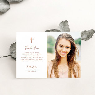 Carte De Remerciements Doux et simple Confirmation de la photo rose Gol