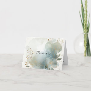 Carte De Remerciements Doux Golden Dusty Blue Romance Mariage